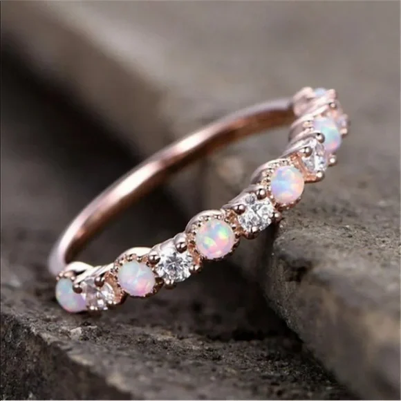 New Adorable Pink Fire Opal Ring 925 Silver - Picture 3 of 3